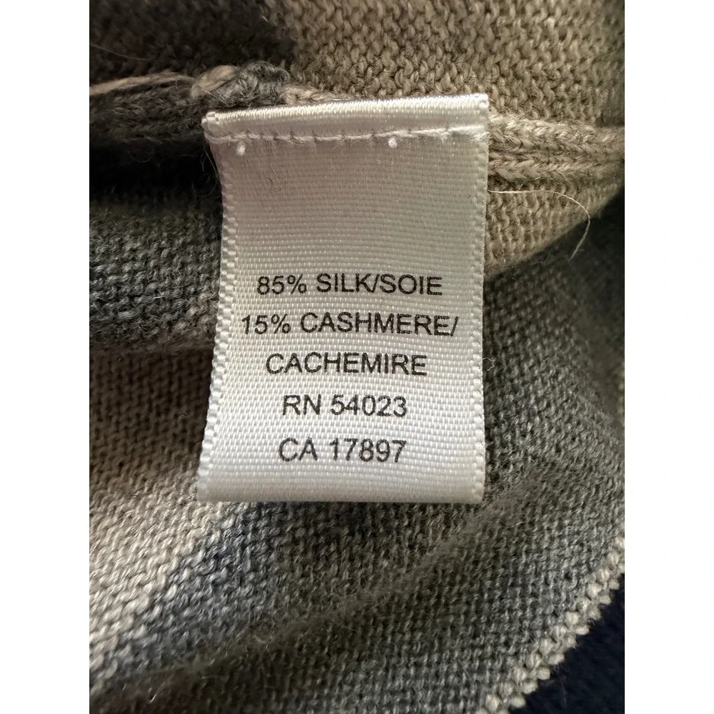 Banana Republic Silk Cashmere Sweater Mens Large Grey Striped Good Crewneck Luxe